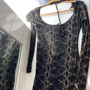 Snake Skin Open Back Black Dress Arden B